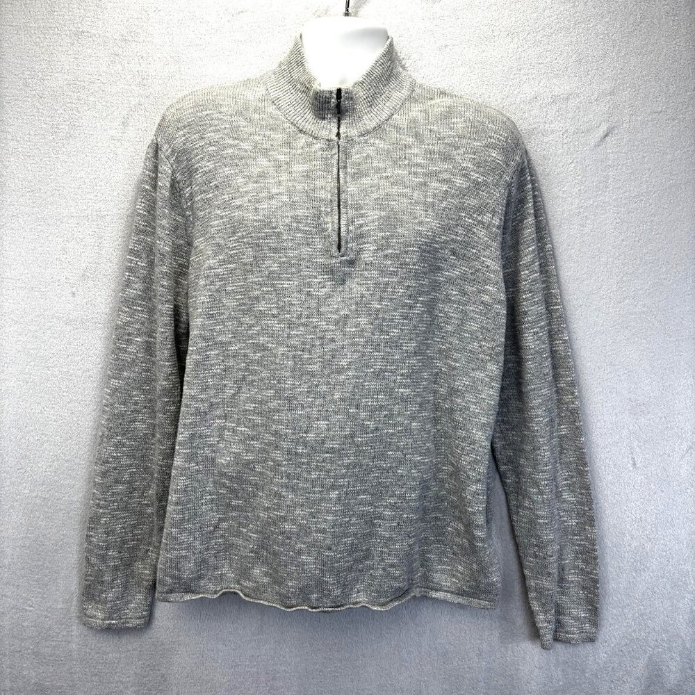 Grayers 1/4 Zip Linen Blend Sweater Mens XL Heather‎ Gray Lightweight Pullover
